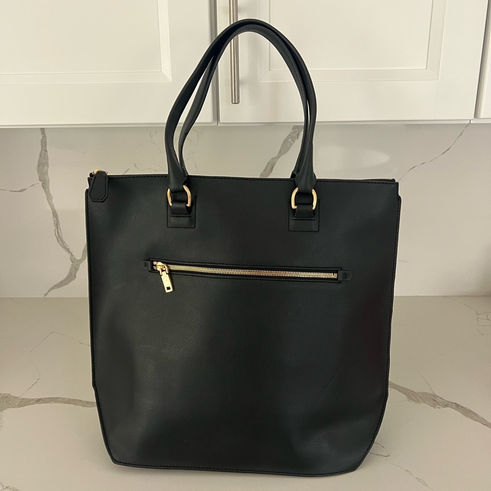 NWT J.Crew Leather Tall Crosley Tote in Black